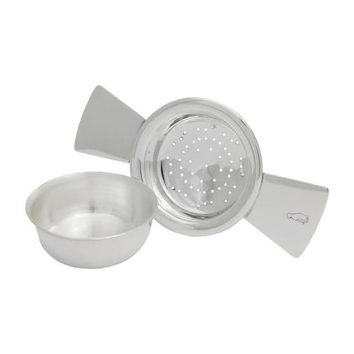 Sheffield silver-plated tea strainer and stand - 